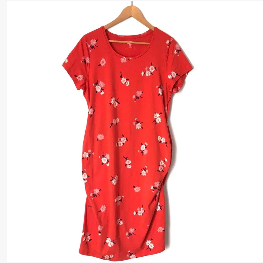 Old Navy Orange Floral T-Shirt Dress